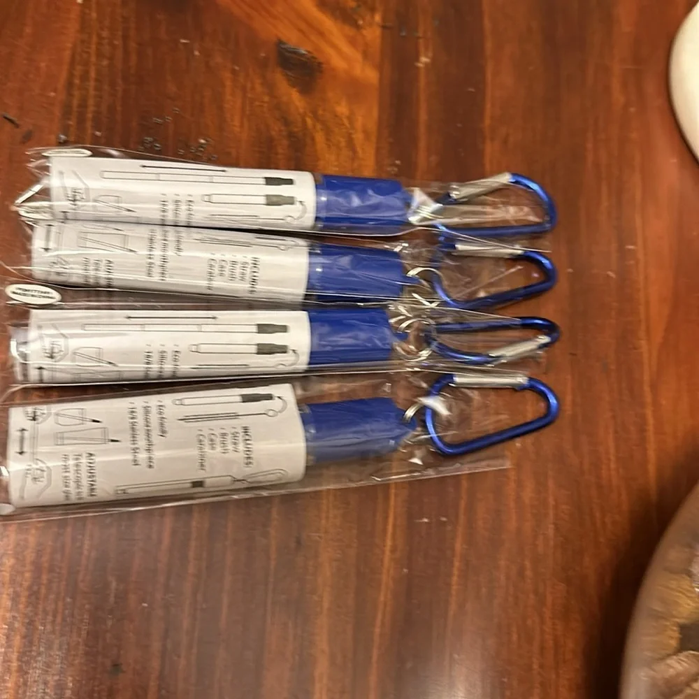 BRAND NEW Set Of Four Stainless Steel Collapsible Reusable Straws